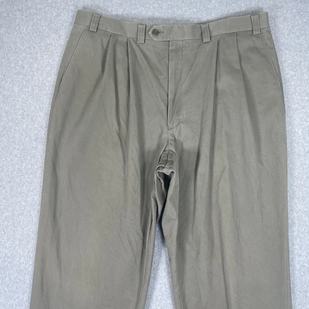 Lauren Ralph Lauren Dress Pants Mens 38x32 Olive Taupe Pleated Cuffed Cotton